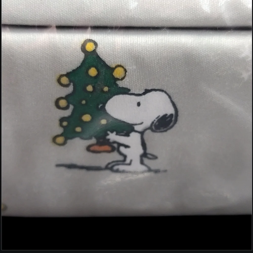 4pc Peanuts Snoopy & Woodstock Christmas Queen Bed Snowflake Sheet Set Decor NEW